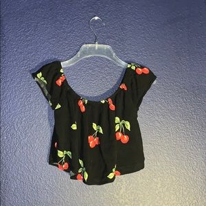 Black Crop Top w/ cherries